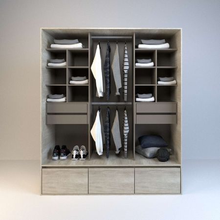 Vestidor 1,80m Alto 4 Cajones 3 Zapateros Nevado Gris C. Tables