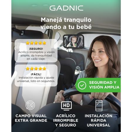 Espejo Retrovisor Auto Bebe Gadnic Con Agarre Ajustable