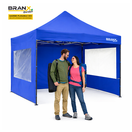 Gazebo 3x3 Metros Con Paredes Branx Autoarmable Plegable