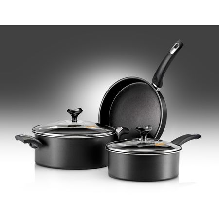 SET 5 PIEZAS MARMICOC -SABORES (CACEROLA C/TAPA 24CM, OLLA C/TAPA 20CM, SARTEN 24CM) NEGRO/NEGRO