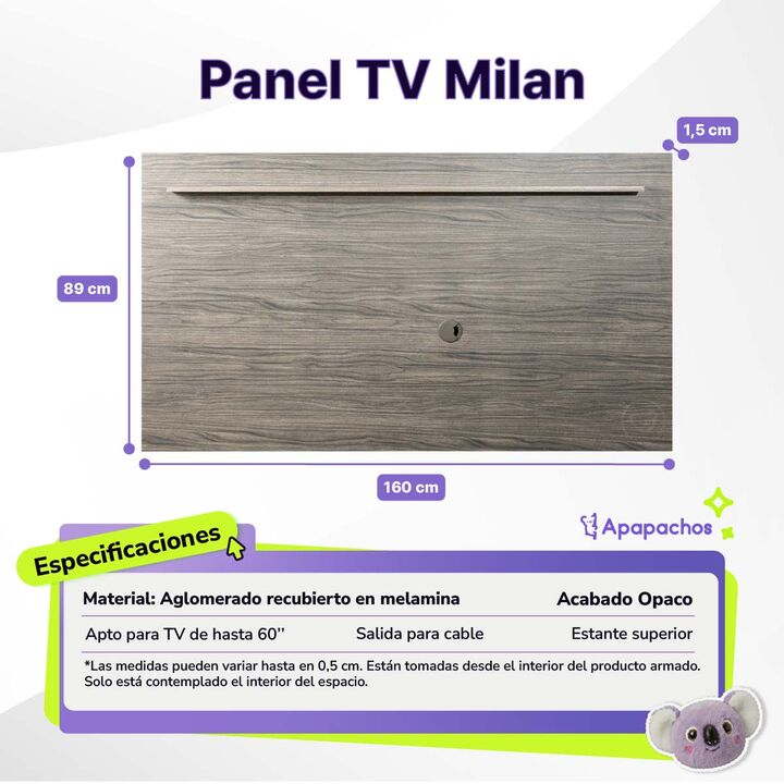 Combo de Entretenimiento Milan Rack y Panel Flotante para TV Pinot - Vista 2