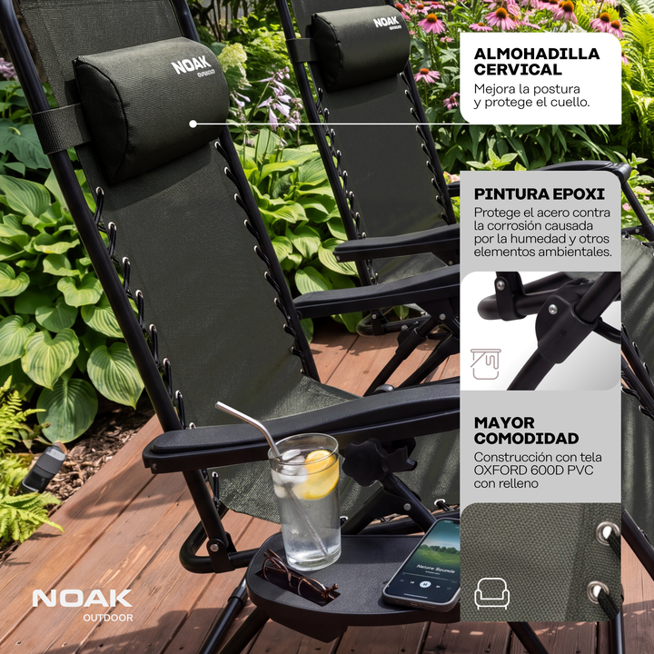 Set x2 Reposeras Plegables NOAK Zero Gravity Acero - Vista 8
