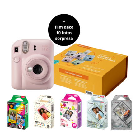 Combo Fantasia. Camara Instax Mini 12 conRollo Especial Sorpresa para regalar