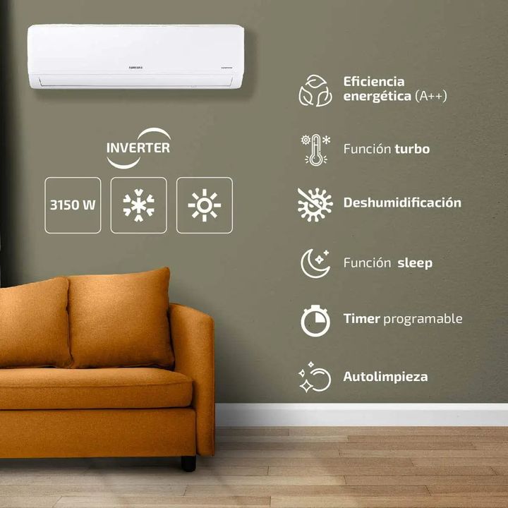 Aire Acondicionado SAMSUNG AR12BSHQAWK2BG 3150W F/C INVERTER A++ - Vista 5