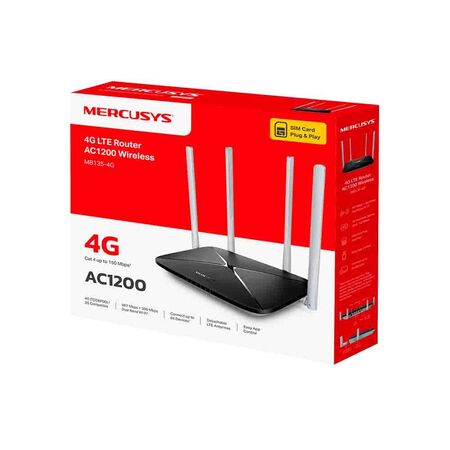 Router 4P Mercusys MB135-4G AC1200 Negro