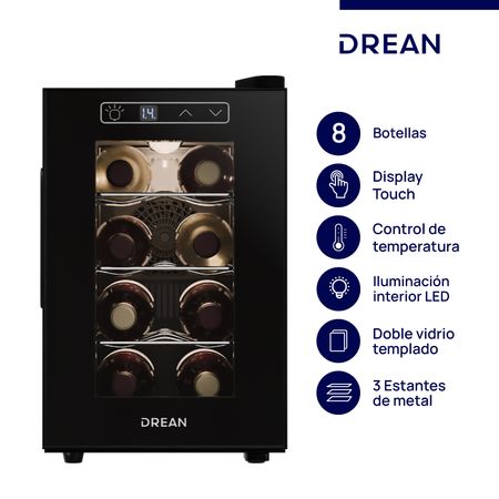 Cava de vino para 8 botellas Negro Drean CVDR08CN0