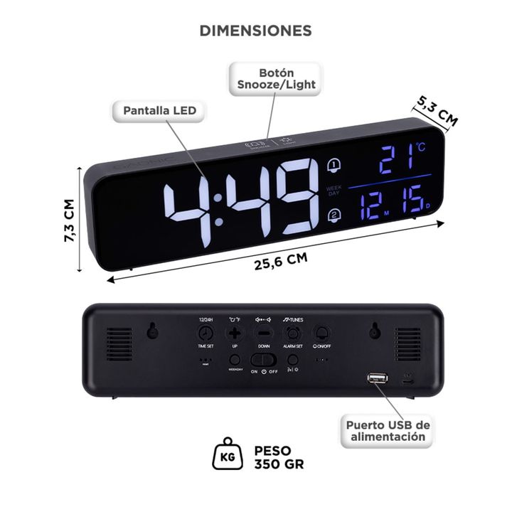 Despertador LED Inteligente Gadnic DP5PRO 40 Tonos Musicales - Vista 5