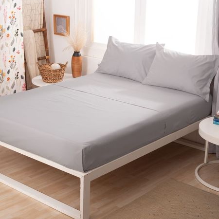 Juego de Sabanas Casablanca Lisa 2 1|2 plazas Plata gris plata