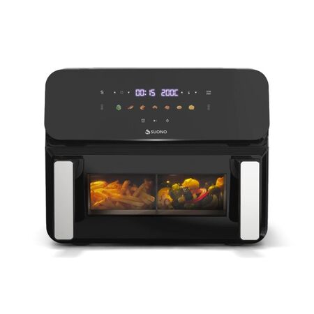 FREIDORA DE AIRE SUONO HOG0399NEG DIGITAL DOBLE BANDEJA 1700W 10LT