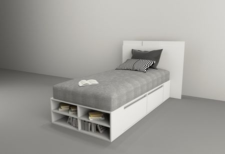 Box Juvenil 0,90m 4 Cajones Nogal L.|negro M.