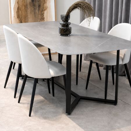 Juego de Comedor Albany Gris + 4 Sillas Cheers Beige