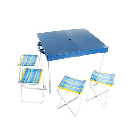 Mesa Plegable Mor Con 4 Banquetas 85 X 85.5 Cm 17466/0