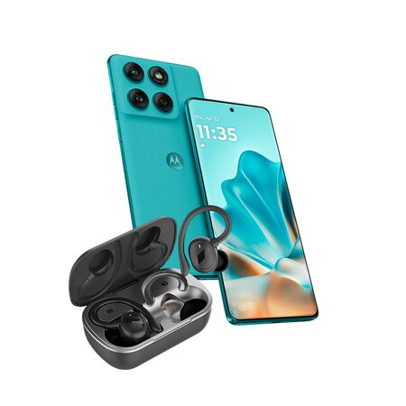 Combo de Celular Motorola Moto Edge 60 Fusion Amazonite 8+256GB + Auriculares Inalambricos Bluetooth Sport TWS Dekkin