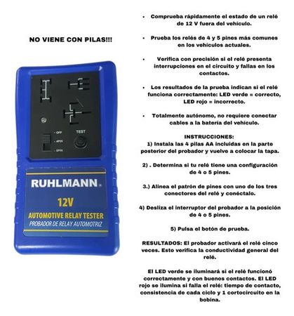 Tester Ruhlmann para Relay Automotriz LED 12V a Pila