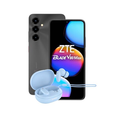 Combo ZTE V80 Max 4+256GB Negro + Dekkin FlowBuds TWS Celestes