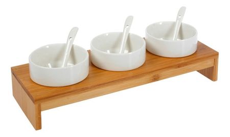 Copetinero Dip Bowl Recipiente Bambu Servir Ceramica Cucharita