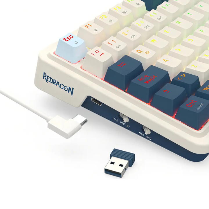 TECLADO REDRAGON K686 EISA PRO SP (C:BLANCO/AZUL) - Vista 5