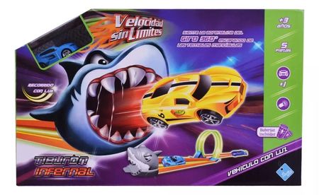 Pista De Autos Tiburon Con Giro 360 + Auto C/Luz ( 7312)