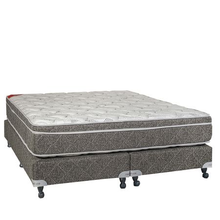 Sommier y Colchon Maxiking Crepusculo Super Queen 160x200x28 Espuma de Alta Densidad + Europillow Firme