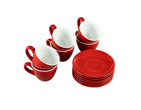 Taza Te 160Ml C/ Plato 14Cm  Rojo Set X 6