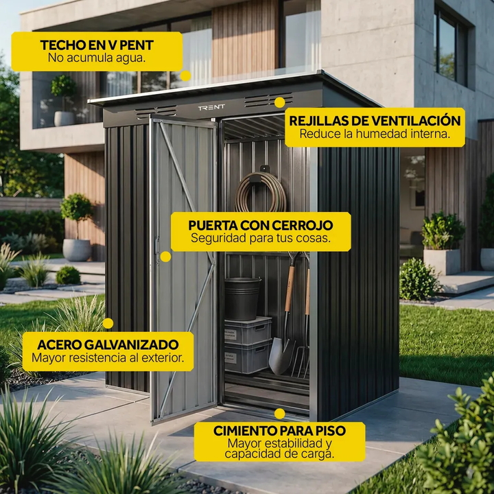Cobertizo Exterior Deposito Armario Galpón Trent 187x151x91 Caseta Obrador Acero - Vista 3