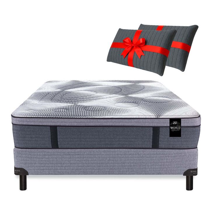 Colchon y Sommier King Koil 120 Luxury Pocket 2 Plazas y Media 140x190 Resortes y Pillow Viscoelastico + Almohada de Regalo - Vista 1