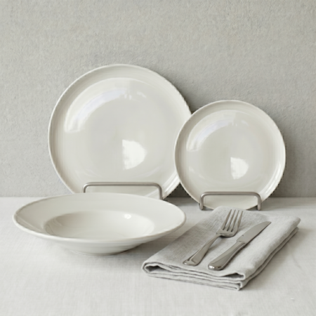 Set 12 Piezas Plato Playo Pasta Postre Bowl Porcelana Blanca Moderna