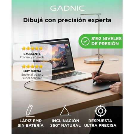 Tableta Gráfica Gadnic con Bolígrafo