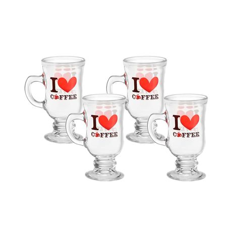 Set X 4 Jarros I Love Coffee  Vidrio - Wheaton