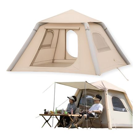 Carpa Inflable De Camping + Inflador 4 Personas Impermeable
