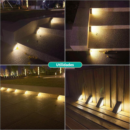 Luces Solares para Escaleras y Deck Exterior LED  - Pack x2 Luz Cálida