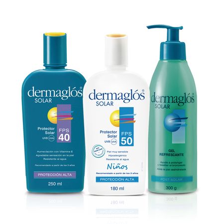 Set Dermaglós Solar Fps40 + Fps50 Niños + Gel Post Solar