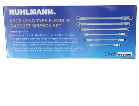 Set Ruhlmann de 6 Llaves 3 Movimientos Largas con Cricke 8-19mm