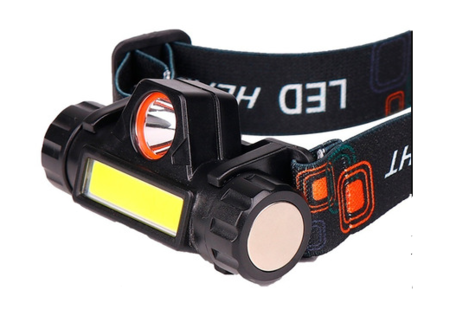 Linterna vincha recargable doble luz usb