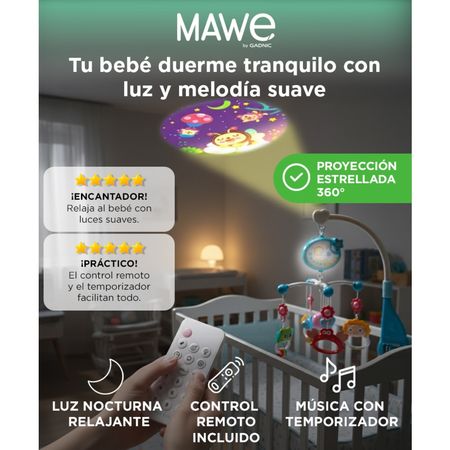 Sonajero Móvil Giratorio Gadnic Musical con Proyector Luz