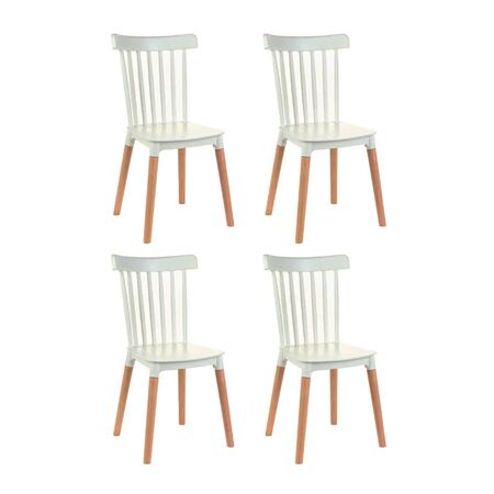 Combo X4 Sillas Windsor Pvc Blanca Patas De Madera Garden Life F908000X4 En Caja