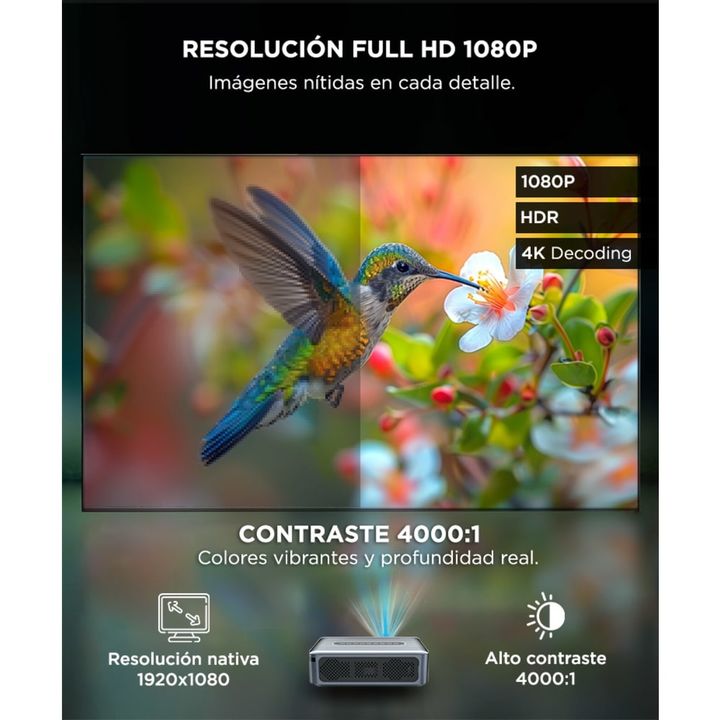 Proyector Gadnic 8000 Lúmenes Dolby 90w - Vista 4