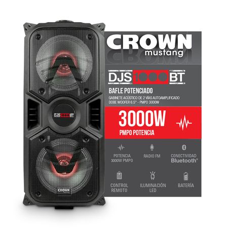 Bafle Potenciado Crown Mustang DJS-1000BT Bluetooth USB FM 3000W