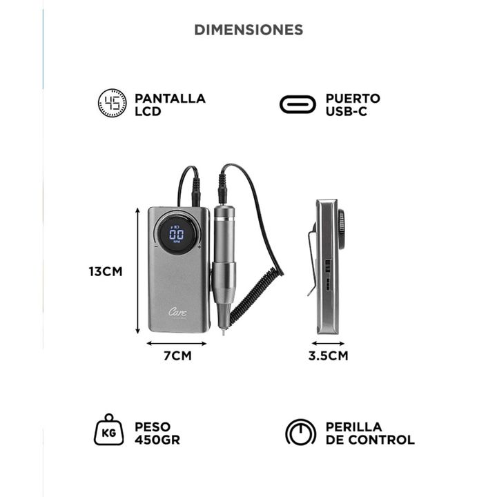 Torno Eléctrico de Uñas Gadnic Portatíl 35000 RPM Velocidad Ajustable - Vista 6