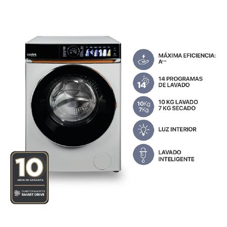 Lavasecarropas 10kg/7kg 1400 RPM Smart Drive Blanco Codini - BIAFB10014B