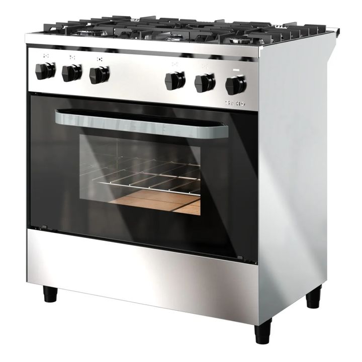 COCINA SAHO KUMA 18069 820 5 HORNALLAS PUERTA VIDRIO FUNDICION ACERO INOX - Vista 3