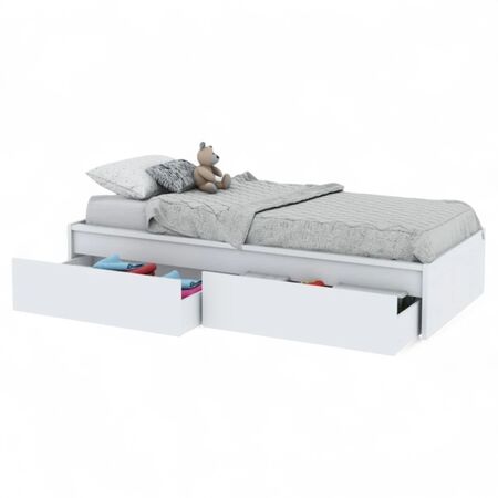 Cama De 1 Plaza Con 2 Cajones Centro Estant C81bl Blanca
