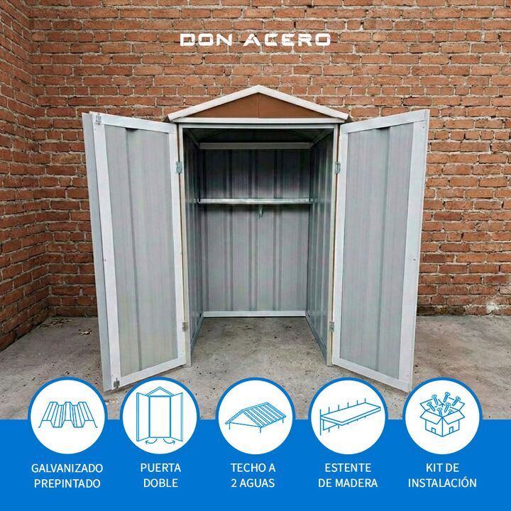 Armario Depósito Galpón de jardín 1x1x2 Pardo + Estante Calibre 28 DON ACERO - Vista 4