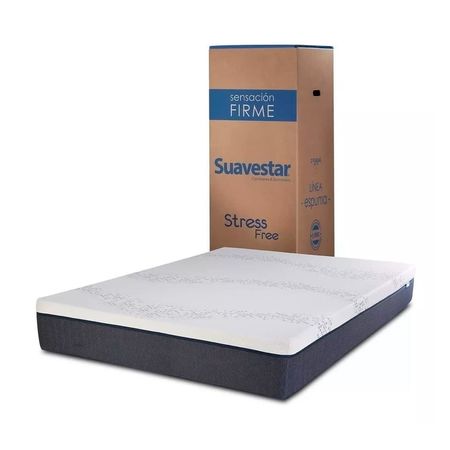 Colchón 2 Plazas Suavestar Stress Free Espuma En Caja