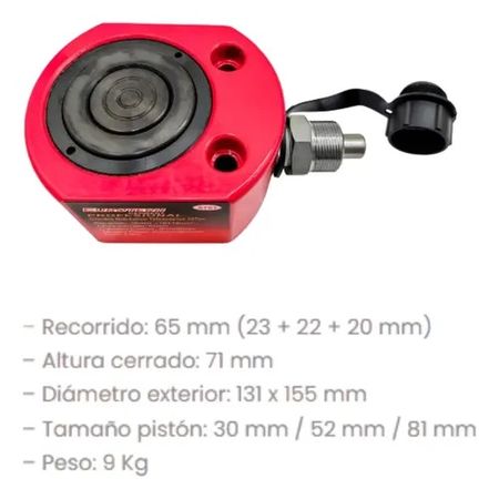 Cilindro Hidráulico Telescópico Eurotech 50 Toneladas