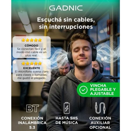 Auriculares Inalámbricos Vincha Gadnic AU73 Sonido Música