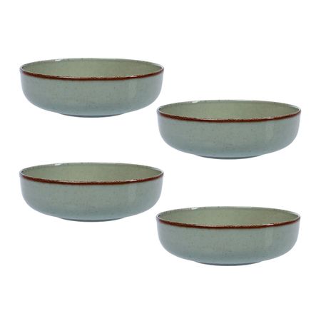Set x 4 Bowl Compotera Porcelana Artesanal Envejecido 15 cm Verde