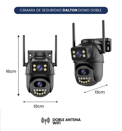 Combo: X2 Cámaras de Seguridad Dalton Doble Exterior / Interior Leds 4K Negra DA-CAM08