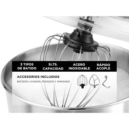 Batidora Planetaria Negra Cuk By Gadnic B3050 1000w Bowl Acero Inoxidable 5lt 8 Velocidades