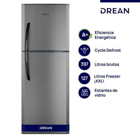 HELADERA DREAN HDR400F30E GRIS 397 LT DE.VIDRIO A+